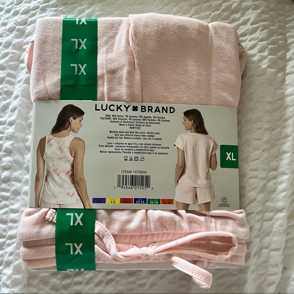 Lucky Brand Tee Tank Short Pajama Set Pink 3pc XL Nwt - Picture 5 of 8